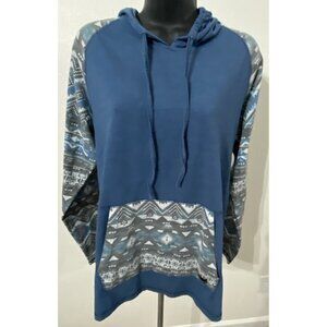 Distortion Womens Size Large Top Hooded Long Sleeve Kangaroo Pocket
